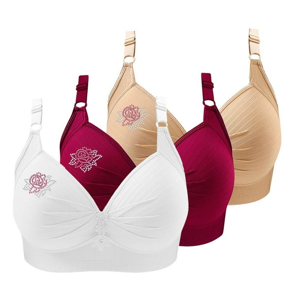 Flmaly bras for women Seamless Wireless Supportive Bra 3 Pack Sports Bras For Women 2024 Comfortable V Neck No Underwire Bra Adjustable Strap Breathable Soft Bras Full Coverage