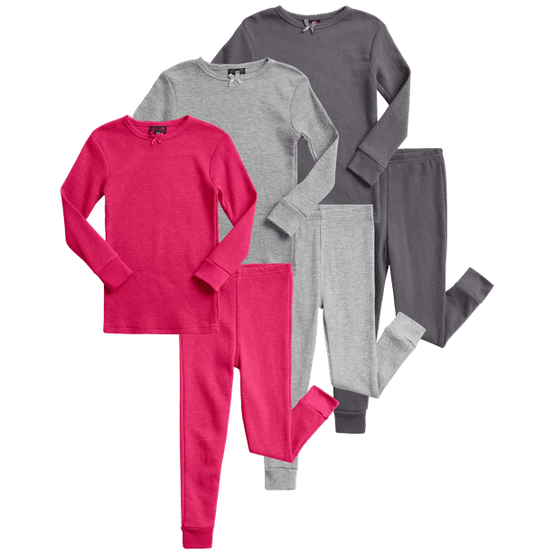 dELiAs Baby Girls' Thermal Underwear 6 Piece Waffle Knit Top and Long Johns (12M4T)