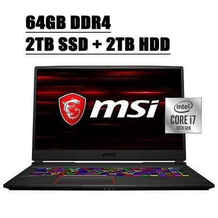 2021 Flagship MSI GE75 Raider 17 Gaming Laptop I 17.3" FHD IPS 144Hz Display I 10th Gen Intel Hexa-Core i7-10750H I 64GB DDR4 2TB SSD 2TB HDD I GeForce RTX 2070 8GB RGB Backlit Webcam Win 10