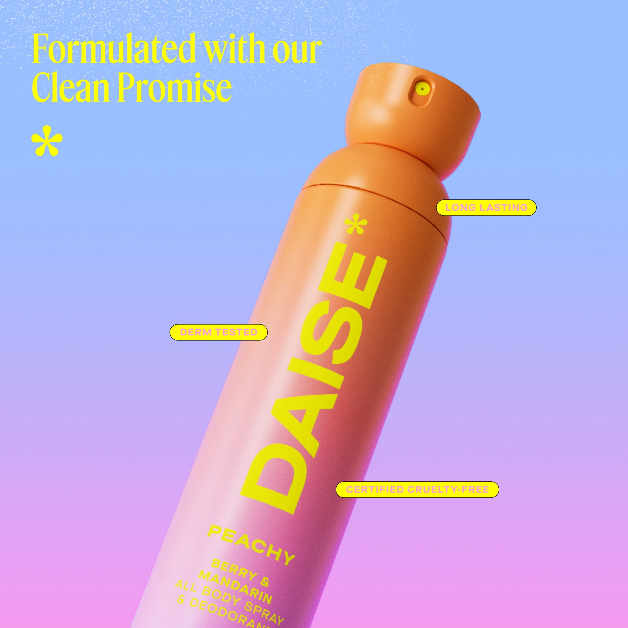 DAISE Peachy DAISE All Body Spray & Deodorant in Berry & Mandarin for 24h Freshness, 3.5 oz/120 mL