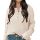 thumbnail image 2 of Blusa de mujer con botones de manga larga y hombros caídos, blusa de corte informal transpirable a la moda para mujer, color albaricoque S, 2 of 6