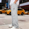 thumbnail image 3 of Ceisia Men Solid Color Loose Casual Pants Elastic Waist Drawstring Sports Gift Work Trousers, 3 of 9