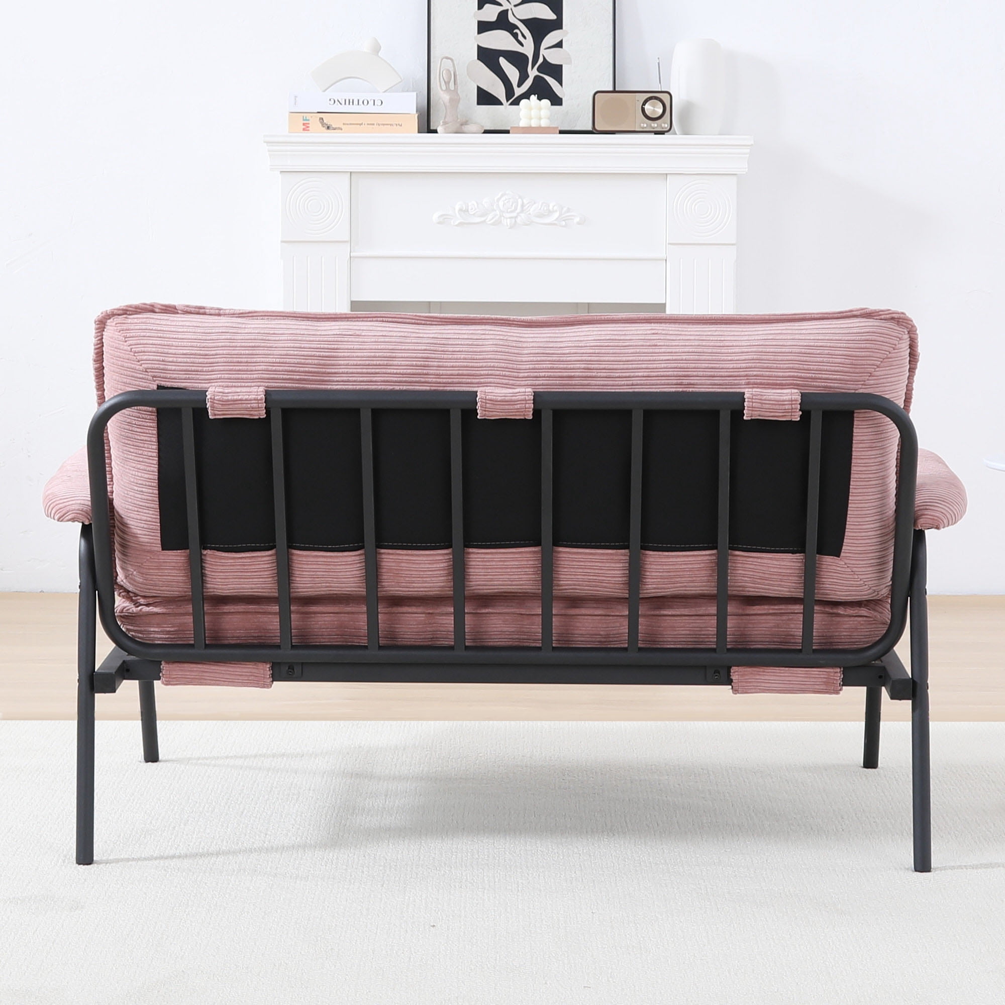 HOQBN 53" Loveseat Sofa,Modern 2 Seater Couch with Button Tufted Backrest & Metal Frame for Small Apartments,Office,Pink