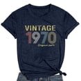 thumbnail image 3 of Trendfront Womens Vintage 1970 T Shirts Letter Graphic V Neck Casual Short Sleeve Loose Fit Tops Trendy Fashion Tee Pullover Daily Wear, 3 of 7