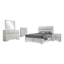 Pemberly Row 5-Piece Contemporary Wood Queen Bedroom Set in White