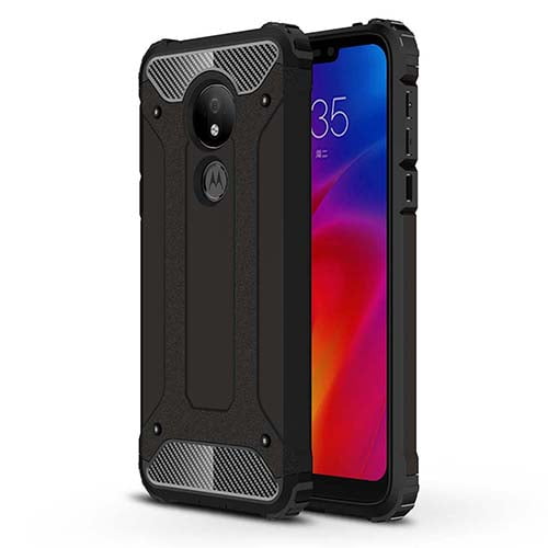 Moto G7 Power Case, Moto G7 Supra Case, KAESAR Drop Protection Sleek Slim-Fit Durable Anti-scratch Dual Layer Shockproof Dustproof Armor Case For Moto G7 Power / Supra (Black)
