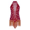 thumbnail image 4 of RUNQHUI Robe de Danse de Salon Salsa Tango Sans Manches Col en V Lyrique Jazz Bourgogne L, 4 of 6