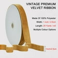 thumbnail image 2 of NANAHuang Khaki Gold Velvet Ribbon 3/8 Inch x 25yds, Vintage Velvet Ribbons, for Wreath Decoration Handmade Craft Ornaments Gift Wrapping & Bow Making, Valentine's Day Bouquet Packaging, 2 of 6