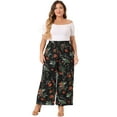 thumbnail image 3 of DARING DIVA Women's Plus Palazzo High Waist Wide Leg Pant with Pockets 1X Black, 3 of 6