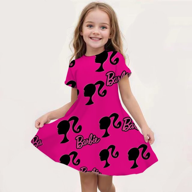 Nouveau Kawaii Barbie Pyjamas pour Enfants Fille Anime Doux Robe d'Été à Manches Courtes pour Bébé