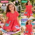 thumbnail image 7 of Rimyaw Toddler Girls Dinosaur Dress, Short Sleeve A-Line Sundress with Applique, Soft Summer Casual Red Dress, Size 2T, 7 of 7