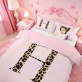 thumbnail image 3 of meiyoeat Pink Print Alphabet Bedding,Cheetah Bow Tie Initial Design Duvet Cover Full For Girl,Pink Reversible,3-Piece,1 Duvet Cover and 2 Pillowcases, 3 of 6