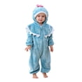 thumbnail image 2 of Toddler Kids Boys Girls Cute Fleece Romper Jumpsuit Teens Long Sleeve Thermal Outfit With Pocket Girls Soft Zipper Hooded Bodysuit Spring Comfortable Outwear Onesie Light Blue 0-6 Months, 2 of 7