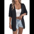 thumbnail image 1 of Cárdigan de Crochet de Verano para Mujer, de Corta, Estilo Bohemio, de Punto, de Gran Tamaño, con Abertura Frontal, Color Negro, Talla S, 1 of 10