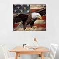 thumbnail image 2 of JEUXUS Rustic American Flag Canvas Wall Art Bald Eagle Pictures for Wall Decor Red White Blue Flag of USA Patriotic Painting Print for Living Room Bedroom Office Ready to Hang 20x16in, 2 of 4