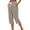 Khaki, variant on Besolor Womens Summer Capris Plaid High Waisted Drawstring Straight Leg Split Hem Casual Loose Vacation Beach Capri Pants with Pocket