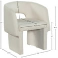 thumbnail image 3 of Meridian Furniture Emmet Cream Chenille Fabric Dining Chair / Accent Chair, 3 of 9