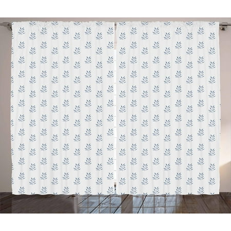 Northwoods Curtains 2 Panels Set, Simple Pattern with Meadow Herbs and Seasonings Country Life Inspired, Window Drapes for Living Room Bedroom, 108W X 63L Inches, Pale Grey Night Blue, by (Best Treatment For Herpes Simplex 1)