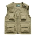 thumbnail image 2 of VBTAPA Men's Utility Fishing Vest Lightweight Outdoor Work Safari Travel Vests Multi Pockets Waistcoat Jacket Khaki XL, 2 of 4
