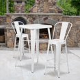 thumbnail image 4 of 23.75'' Square White Metal Indoor-Outdoor Bar Table Set with 2 Stools with Backs, 4 of 5