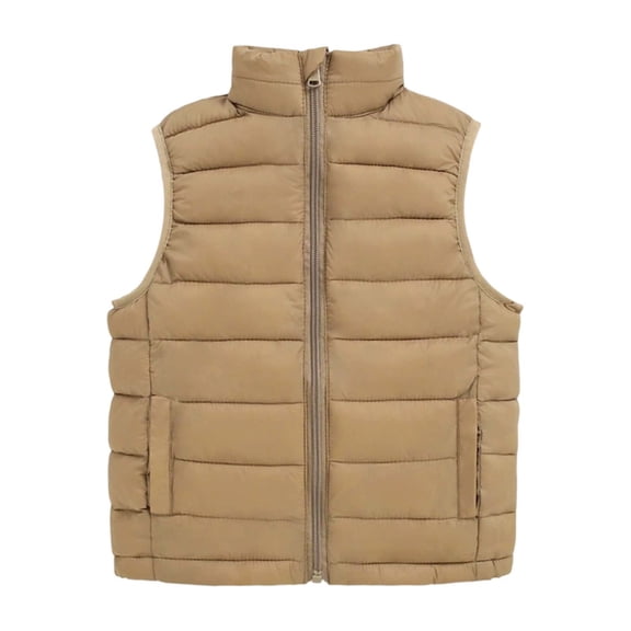 Kiijoy Toddler Boys Lightweight Padded Vest Stand-Up Collar Zipper Sleeveless Jacket, 4-5 Years