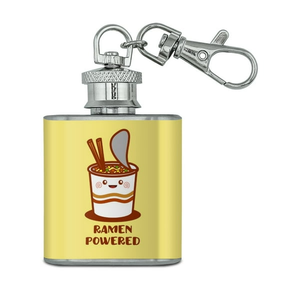 Ramen Powered Noodle Soup Chopsticks Stainless Steel 1oz Mini Flask Key Chain