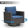thumbnail image 4 of POCASSY Patio Wicker Rattan Swivel Rocking Outdoor Lounge Accent Chair Set of 2 with Ottoman and Side Table, Patio Furniture Set with All Weather Brown Wicker for Deck, Porch, Blue, 4 of 10