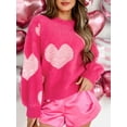 thumbnail image 3 of EYIIYE Chandail Duveteux à Cœur pour Femmes Adolescente Fille Manches Longues Tricot Chandail Col Rond Tricot Torsadé Épais Chandails Femmes Ample Décontracté Hauts Doux pour Printemps Hiver Automne Vêtements d'Extérieur, 3 of 8