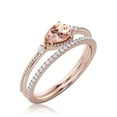 thumbnail image 3 of Minimalist 1.60 Carat Pear Cut Morganite And Diamond Moissanite Classic Engagement Ring, Modern Wedding Ring in 10k Solid Rose Gold, Promise Ring, Dainty Ring, Anniversary Ring, Bridal Rings Set, 3 of 3