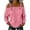 Pink, variant on Women's Washed Denim Blouse, Off-Shoulder Design with Adjustable Buckle Strap Long Sleeve Casual Top, Relaxed Fit Shirt for Everyday Comfort and Style Pink L
