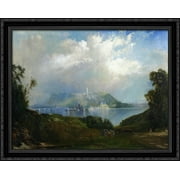 View of Fairmont Waterworks, Philadelphia 36x28 Large Black Ornate Wood Framed Canvas Art by Thomas Moran