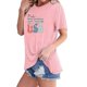 thumbnail image 3 of Tops Cortos para Mujeres Bandera de Moda Impresa Cuello Redondo, Camiseta de Manga 3/4 para Uso Diario, Casero Y Cómodo, 3 of 4