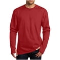 thumbnail image 2 of Hvogkswy Workout Shirts for Men Solid Crew Neck Long Sleeve Base Layer T-Shirt Thin Breathable Sport Fitness Pullover Top, Size S-3XL, 2 of 7