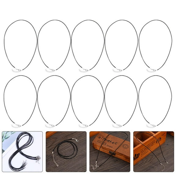 PBPBOX 10Pack Bulk Necklace Chains with Adjustable Length for Men and Women Jewelry Making in Black