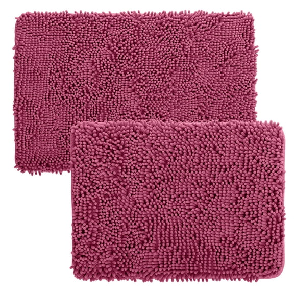 Lavish Home 2-Piece Memory Foam Bath Mat Set with Non-Slip Base (Pink)