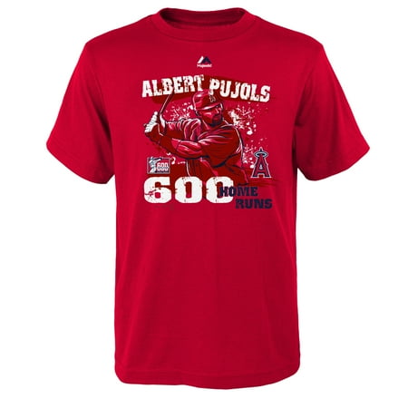Albert Pujols Jersey - Albert Pujols Los Angeles Angels Majestic Youth 600 Home Runs T-Shirt - Red