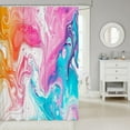 thumbnail image 2 of Colorful Marble Shower Curtain Pastel Pink, Teal, Orange Abstract Art Bright Girly Bath Curtain Waterproof Decor for Clawfoot Tub and Toilet Mat Adds a Pop of Color and Fun to Any Bathroom Includes Ho, 2 of 6