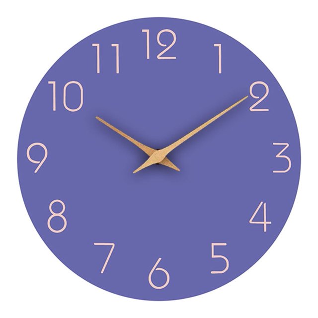 Reloj de pared redondo silencioso de madera para montar en la pared, decoración para sala de estar, 10 pulgadas, azul