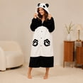 thumbnail image 6 of Yeahitch Coral Fleece Womens Robes with Pockets Thick Cartoon Panda Winter Warm Robes for Women Women's Pajamas(Black,L), 6 of 6