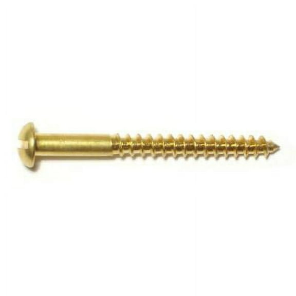 #6 x 1-1/2" Brass Slotted Round Head Wood Screws WSRB-129 (30 pcs.)