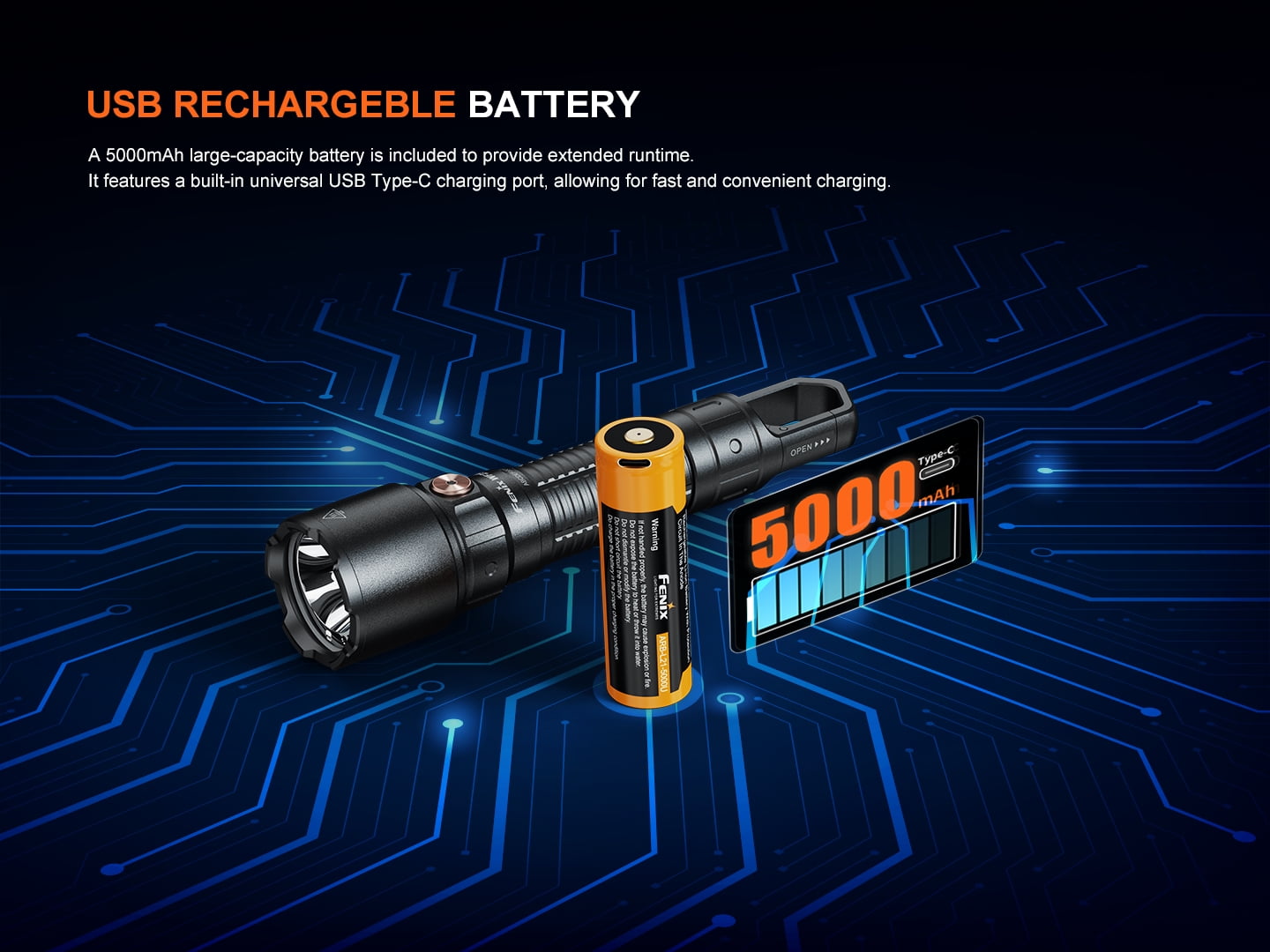 Fenix WF25RM 3000 Lumen Rechargeable Flashlight with UV Light and Charging Cradle + LumenTac Organizer
