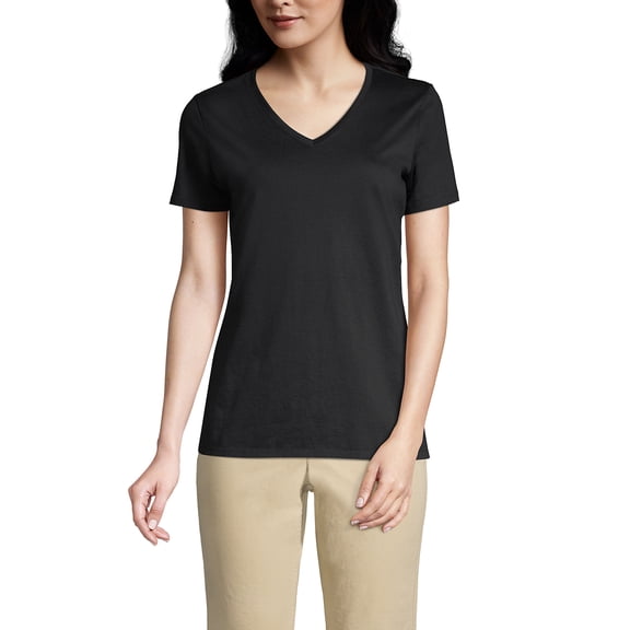 Lands' End Women's Petite Relaxed Supima Cotton Short Sleeve V-Neck T-Shirt