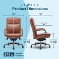 thumbnail image 2 of La-Z-Boy Opus Executive Mid-Back Office Chair Bonded Leather Cognac and Graphite, 2 of 9