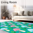 thumbnail image 2 of ODIKA 5'x7' Machine Washable Non-Slip Area Rug, Whimsical Mushroom Meadow with Wildflower and Fern Motifs High Traffic Rug, Pink, 719391, 2 of 7