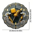 thumbnail image 4 of Futuristic Metal Hanging Wind Spinners & Chimes - Intricate Concentric Wave Patterns in Black & Yellow for Yard & Garden Decor, 4 of 6