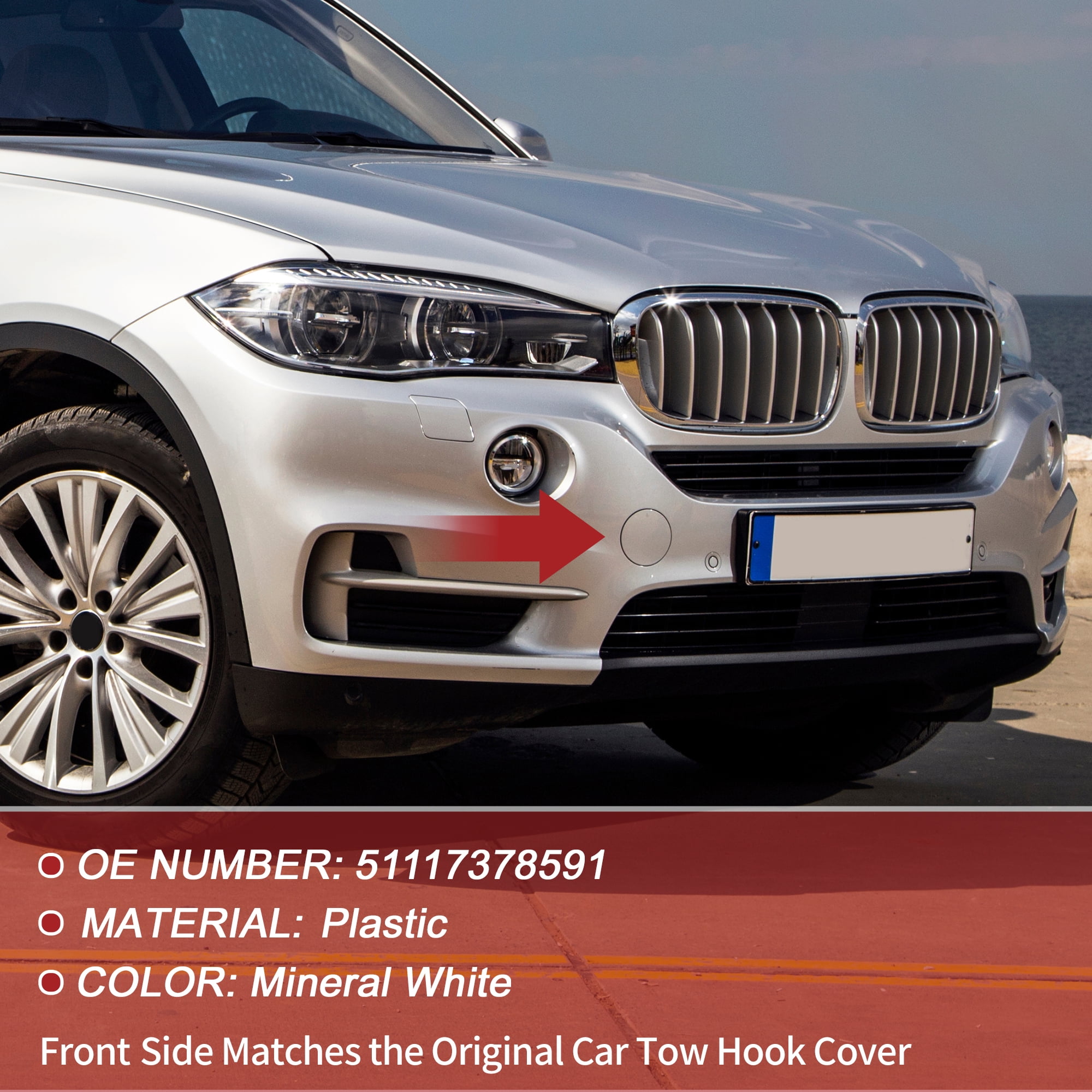 Unique Bargains Tow Hook Cover for BMW X5 F15 2014-2018 White