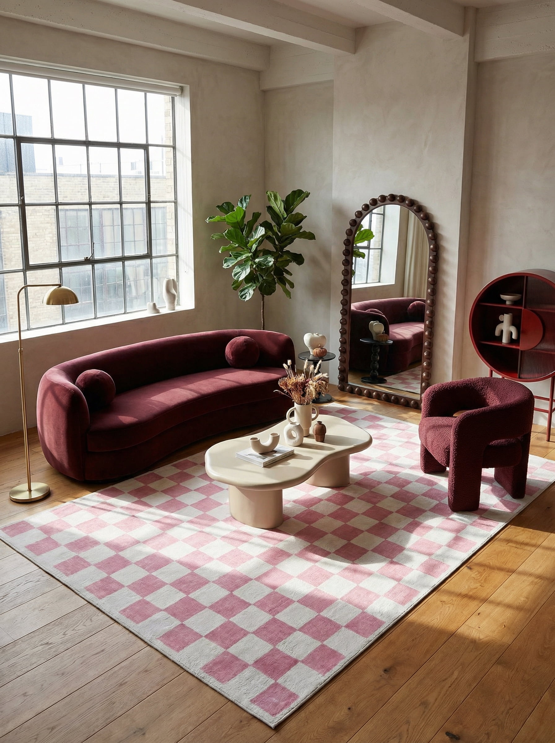 Rug Branch Metro Checkered Blush 8' x 11' (Exact Size: 7'7" 10'10") Geometric Area Rugs, Pink, Contemporary - Living Room, Bedroom, Dining and Kitchen