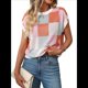 thumbnail image 3 of Suéter de Verano para Mujer, de Punto, con Cuello Redondo, Mangas y Bloques de Color, Rosa y Naranja, Talla XL, 3 of 9