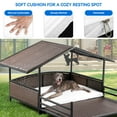 thumbnail image 4 of Dextrus 32.9in Outdoor Rattan Doghouse with Canopy, Elevated Water-Resistant Dog Bed with Beige Cushion for Small, Medium, and Large Dogs,Brown, 4 of 5