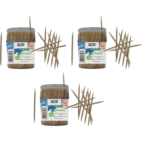 Natural Bamboo Wooden Toothpicks Clear - 500 Count (3)
